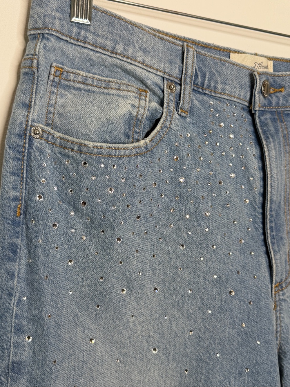 Universal Thread High Rise 90s Straight Rhinestone Jeans - Picture 6 of 13